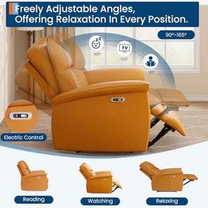 Electric Power Recliner Chair, PU Leather Adjustable Armchair with Free-Position Reclining & Extendable Footrest