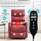 Red Fabric Manual Recliner Chair with Heat & Massage, 360° Swivel Rocking Lounge Chair for Living Room
