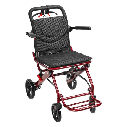 Lightweight Foldable Transport Wheelchair – 18.5 lbs Portable Travel Chair with 8" Rear Wheels for Adults