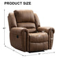 Manual Leather Recliner Chair – Classic Upholstered Lounge Chair with Padded Arms for Living Room