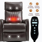 Manual Recliner Chair with Heat & Massage, Faux Leather Rocker Swivel Chair for Living Room – Brown