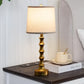 24-Inch Gold Table Lamps Set of 2, Bamboo-Style Metal Bases with Linen Shades and USB-A Ports, Bedside Nightstand Lighting