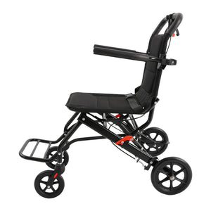 Ultra-Lightweight Foldable Transport Wheelchair – Portable Travel Chair with Handbrakes, 220 lbs Capacity