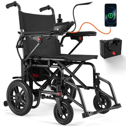 Lightweight Foldable Electric Wheelchair with 360W Dual Motor for Adults