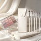 16-Color Pink & Brown Eyeshadow Palette with 5-Piece Brush Set, Matte & Highlight Earth Tones