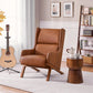 Set of 2 Faux Leather Accent Chairs – Oversized Upholstered Armchairs with Thick Seat Cushions & High Backrests for Living Room