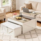 Lift-Top Coffee Table with Bench Storage, Gas-Lift Mechanism, White Engineered Wood Center Table