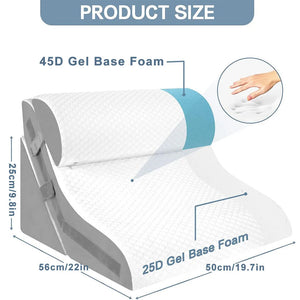 Adjustable Memory Foam Bed Wedge Pillow with Detachable Neck Bolster, Incline Support for Sleeping, Reading & Post-Surgery Comfort