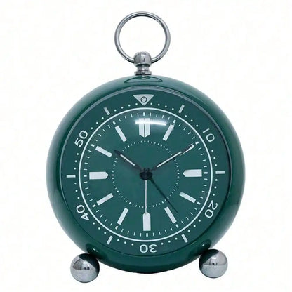 Round Silent Non-Ticking Alarm Clock, Battery Operated Retro Analog Bedside Clock for Bedroom, Desk & Nightstand