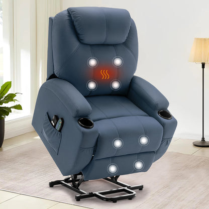 Power Lift Recliner Chair with Massage & Heat, PU Leather Electric Stand Assist Recliner for Living Room & Bedroom