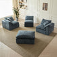 109-Inch Modern L-Shaped Cloud Sectional Sofa with Ottoman – Oversized 3-Seater Deep Seat Chenille Modular Couch, Blue