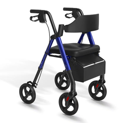 Heavy-Duty Rollator Walker for Seniors with Seat & Backrest – 330 lb Capacity, 8" Wheels