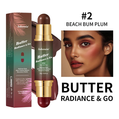 Double-Ended Blush and Bronzer Stick, Multi-Use Cream Cheek Color, Luminous Finish Contour Makeup
