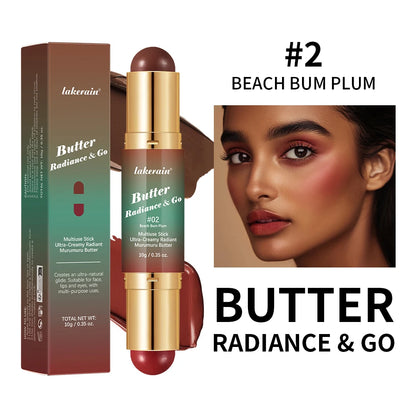 Double-Ended Blush and Bronzer Stick, Moisturizing Buildable Color, Natural Finish Face Makeup