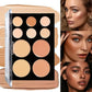 10-Color Cream Contour and Concealer Palette with Brush, Highlighter and Bronzer Makeup Kit