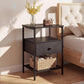 **Recommended Google Shopping Title:**

3-Tier Nightstand with Charging Station & Fabric Drawer, Steel Frame Bedside Table with Open Storage Shelves for Bedroom & Living Room