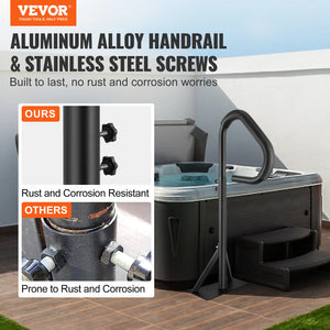 360° Rotating Hot Tub Handrail – Height Adjustable Spa Safety Rail with Slide-Under Mount Base for Indoor & Outdoor Use