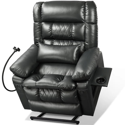 Dual Motor Power Lift Recliner Chair with Heat & Massage, Infinite Position Stand Assist Chair with USB, Cup & Phone Holders – Gray