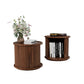 Walnut Round Nesting Coffee Table Set of 2 with Sliding Door Storage, Modern Side Tables for Living Room & Bedroom