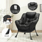 Modern Lounge Chair with Foldable Ottoman – Oversized Cushioned Reading Armchair with Footrest & Side Pocket