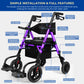 2-in-1 Rollator Walker & Transport Wheelchair – Lightweight Foldable Mobility Chair with Brakes, 300 lbs Capacity