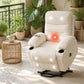 Modern White Massage Recliner Chair with Heat, Swivel Rocking Single Sofa with Manual Reclining for Living Room