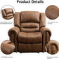Manual Leather Recliner Chair – Classic Upholstered Lounge Chair with Padded Arms for Living Room