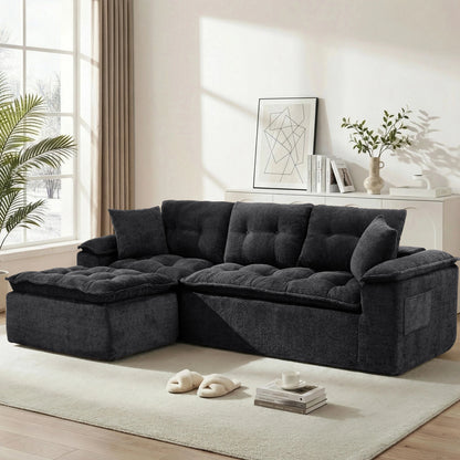 110-Inch L-Shaped Boneless Cloud Sectional Sofa with Ottoman – Deep Seat Chenille Modular Couch, No Assembly Required