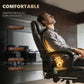 7-Point Vibrating Massage Office Chair with Footrest, High Back Reclining Computer Chair with Lumbar Support – Black