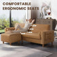 100-Inch Faux Leather L-Shaped Sofa – Large 2-Seater PU Leather Couch with Movable Ottoman & Side Pocket