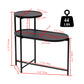 2-Tier Round Side Table with Storage Shelf, Wood Tray Top & Metal Frame, Black