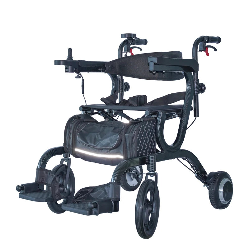 Power Assist Electric Folding Rollator Walker with Seat