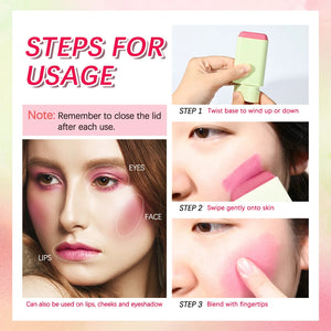 Orange Cream Blush Stick, Moisturizing, Long-Lasting & Waterproof, Twist-Up Design