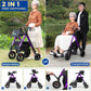 2-in-1 Lightweight Rollator Walker & Transport Chair for Seniors – Foldable, Adjustable Seat & Handles, 300 lb Capacity