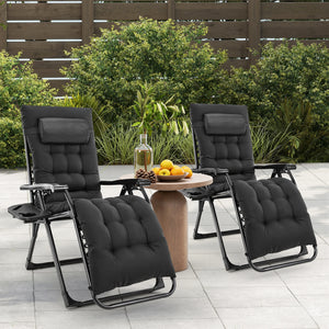 Zero Gravity Reclining Lounge Chair – Portable Folding Outdoor Chair with Removable Cushion & Cup Holder Tray