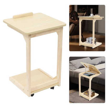 C-Shaped Side Table with Wheels – 55 lbs Capacity, 0–40° Adjustable Tilt Top, Rolling Laptop Table for Sofa, Bed & Office