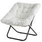 28-Inch Folding Saucer Chair – Soft Faux Fur Padded Lounge Reading Chair with Metal Frame for Living Room