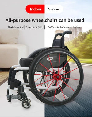 Lightweight Foldable Manual Sports Wheelchair for Elderly and Disabled