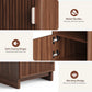 Fluted Wood Nightstand with Charging Station, Storage Drawers & Open Shelf, Bedside Table with 2 AC Outlets, USB-A & USB-C Ports