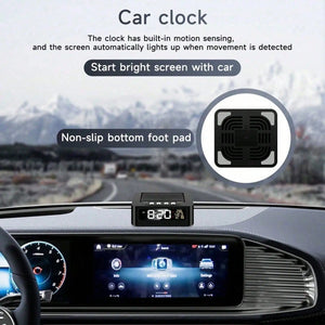 Solar Powered Car Digital Clock with Anti-Drowsiness Driving Reminder, Thermometer, LED Night Light, 6 Alarm Modes & USB Charging