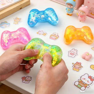Game-Shaped Squishy Fidget Toy with Sequins, Slow-Rising Sensory Squeeze Toy