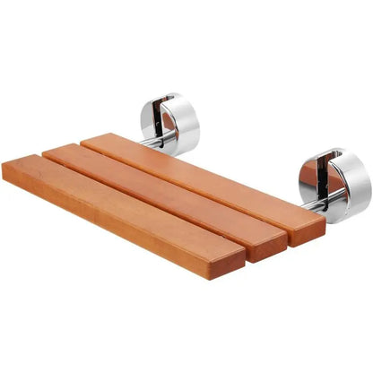 20" Folding Teak Shower Seat – Wall-Mounted Fold-Down Bath Bench, Space-Saving Design, 440 lb Capacity