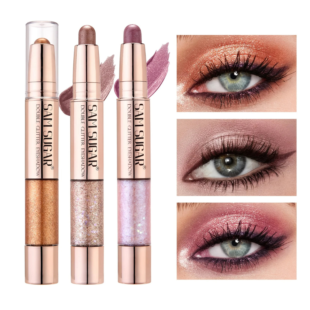 Two-Tone Gradient Eyeshadow Stick, Highly Pigmented Waterproof and Smudge-Resistant Eye Makeup