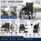 2-in-1 Rollator Walker & Transport Wheelchair with Seat – Lightweight Foldable Mobility Chair for Adults