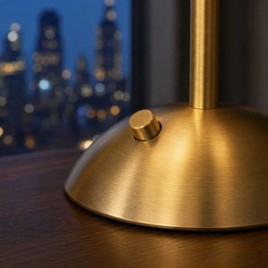 Rechargeable LED Table Lamp, Brushed Gold Aluminum, Prismatic Shade, Touch Stepless Dimming, 3 Color Modes, USB-C Charging