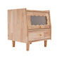 2-Tier Rubberwood Bedside Nightstand with Drawer, Glass Storage Cabinet, Flip-Top Door & Anti-Slip Feet for Bedroom & Living Room