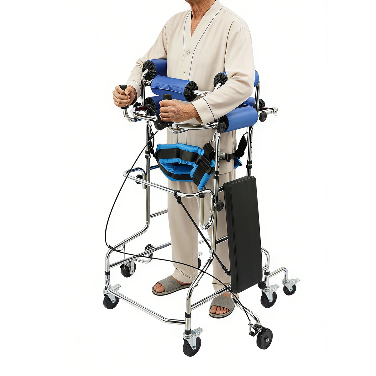 8-Wheel Mobility Walking Aid, Adjustable Height & Width Support Walker for Seniors, Rehabilitation, Home & Care Facilities