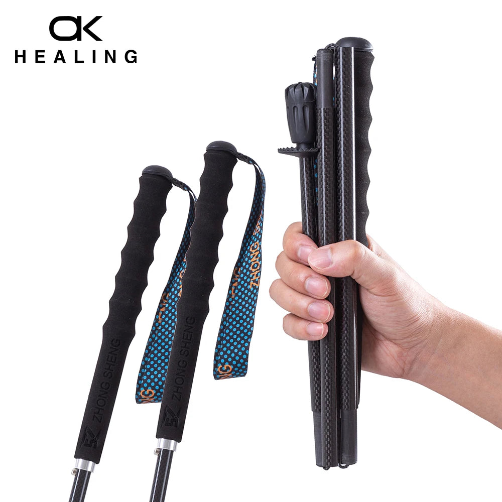 Ultra-Light T800 Carbon Fiber Foldable Trekking Pole – 5-Section Compact Hiking & Walking Stick