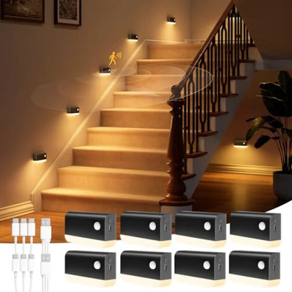 Rechargeable Motion Sensor Stair Lights, Wireless LED Step Lights with Adjustable Color Temperature, 1200mAh Battery & Magnetic Mount