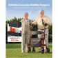 Foldable Rollator Walker with Seat for Seniors, 300 lb Capacity, Lightweight Aluminum Frame, Adjustable Handles, Cup & Cane Holder, Storage Bag